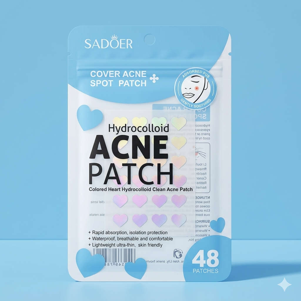 SADOER Colored Heart Hydrocolloid Acne Patch – 48 Patches