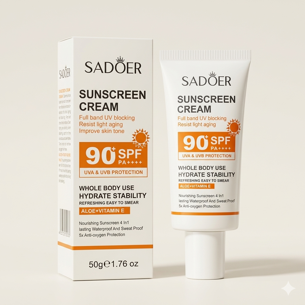 SADOER High Protection Sunscreen Cream SPF 90+ PA++++ (50g)