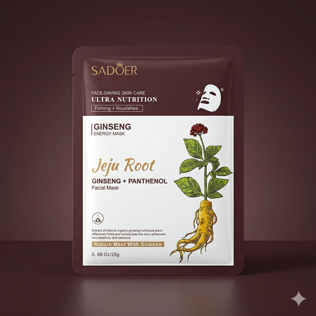 SADOER Jeju Root Ginseng + Panthenol Facial Mask - 25g