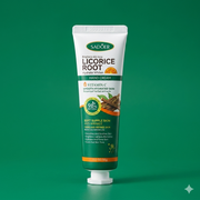 A 30g tube of SADOER Licorice Root Vitamin C Hand Cream on a solid green background.