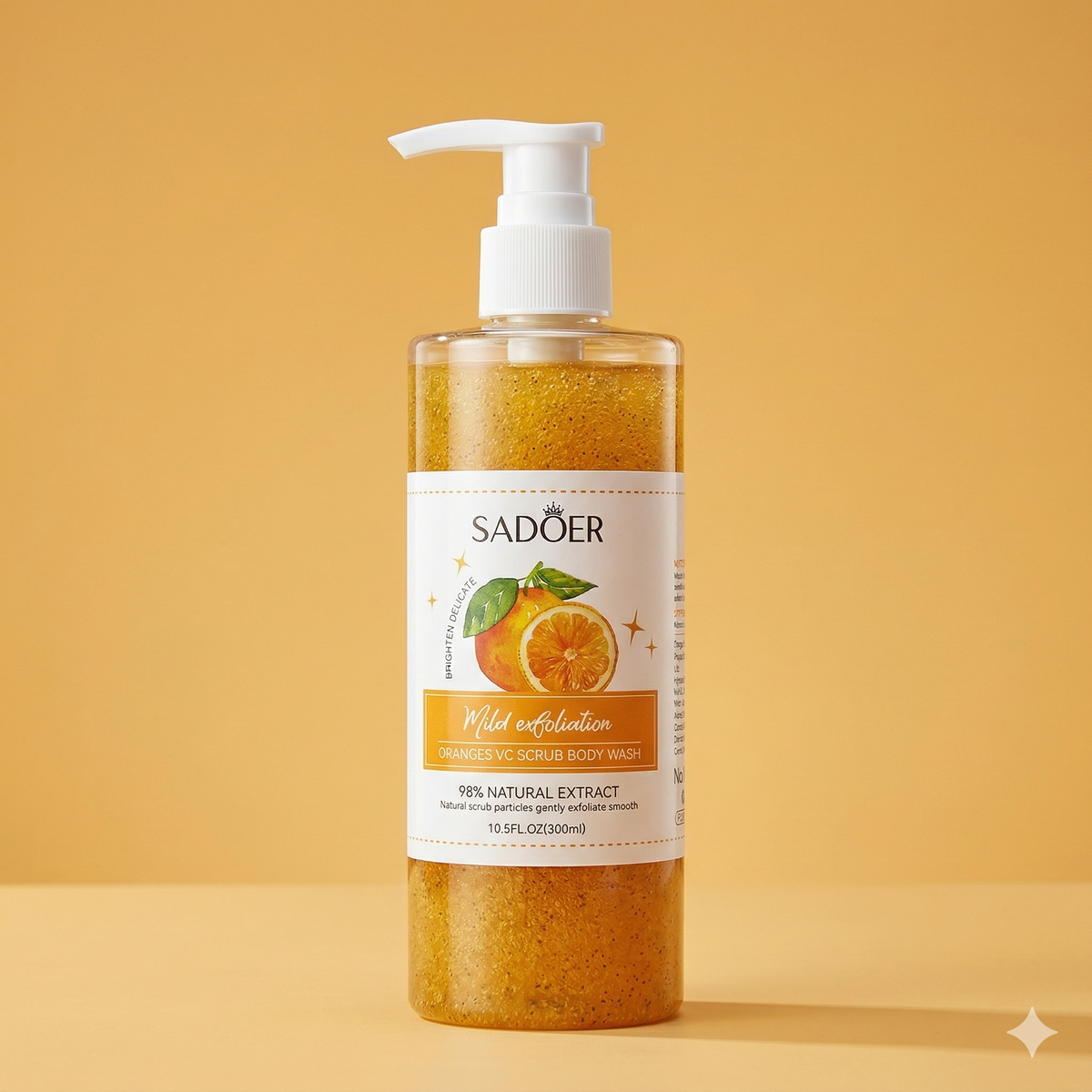 SADOER Oranges VC Scrub Body Wash - Mild Exfoliation (300ml)