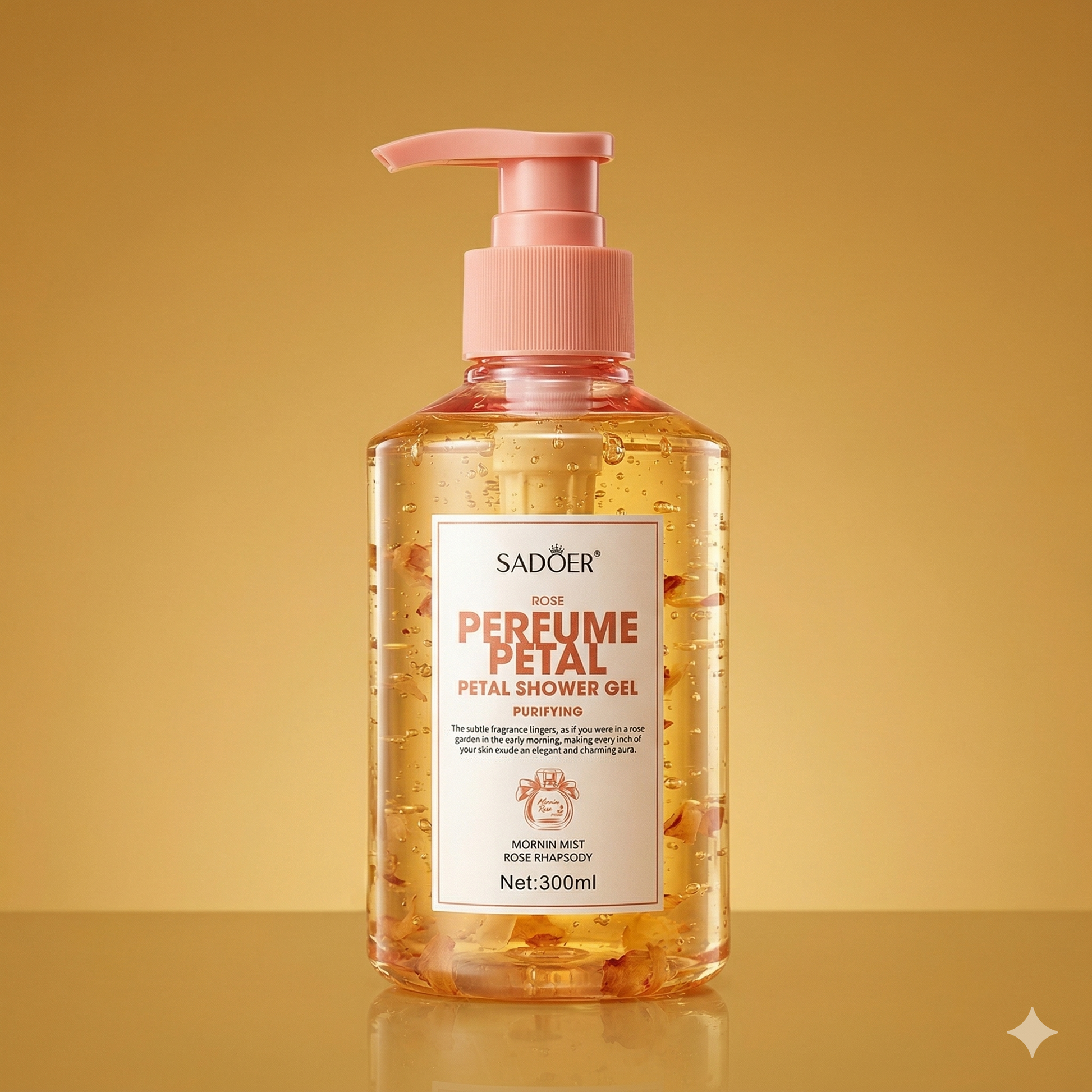 SADOER Rose Perfume Petal Shower Gel - Mornin Mist Rose Rhapsody - 300ml