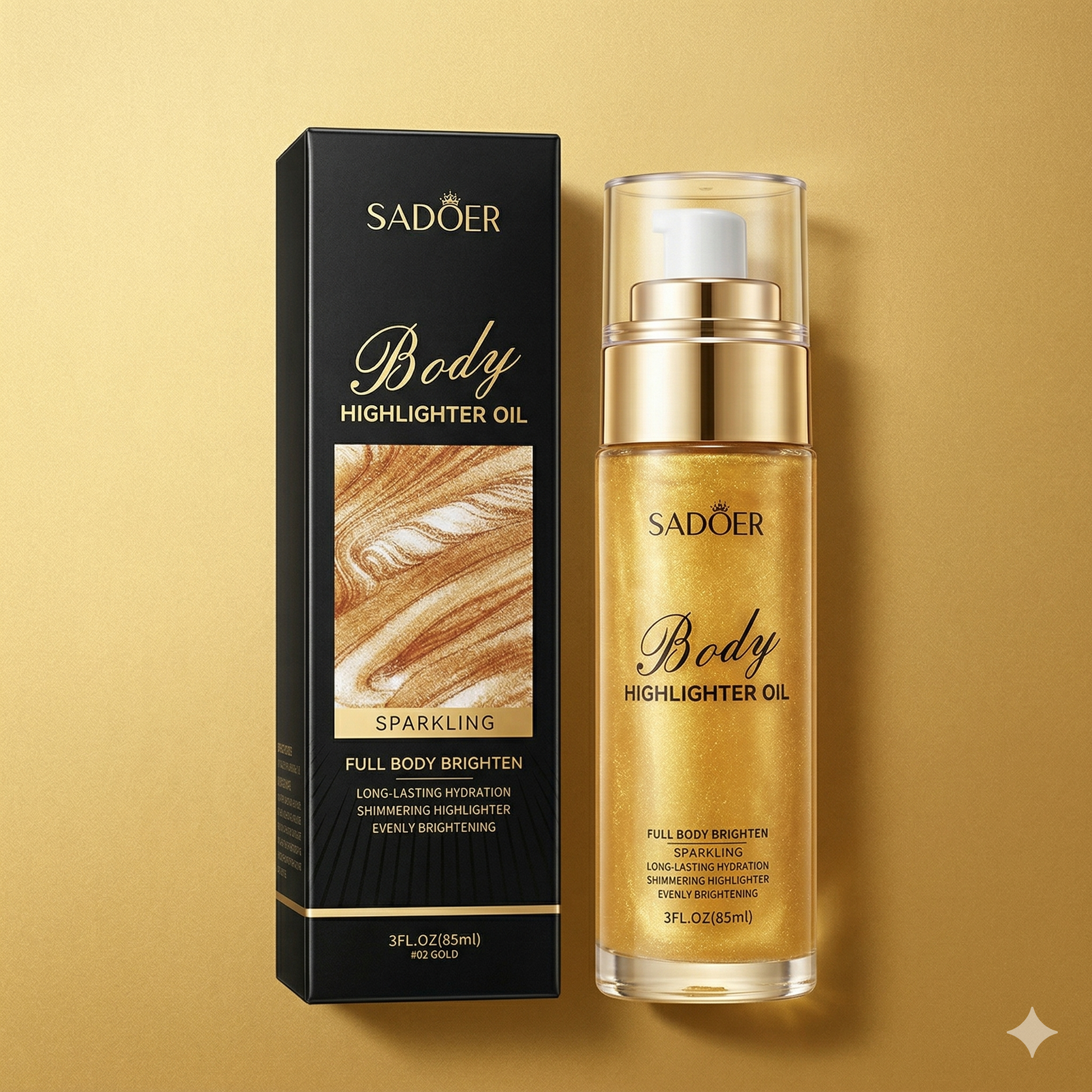 SADOER Sparkling Body Highlighter Oil - #02 Gold (85ml)