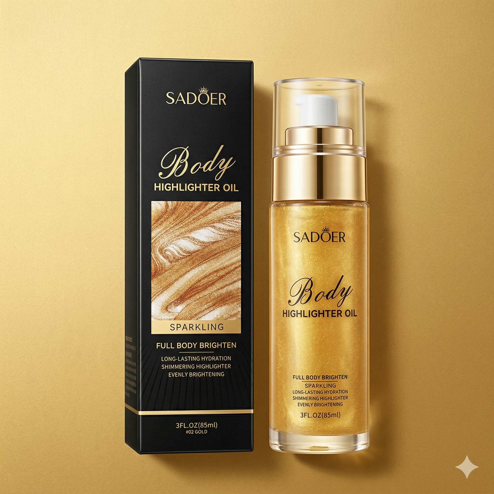 SADOER Sparkling Body Highlighter Oil - #02 Gold (85ml)