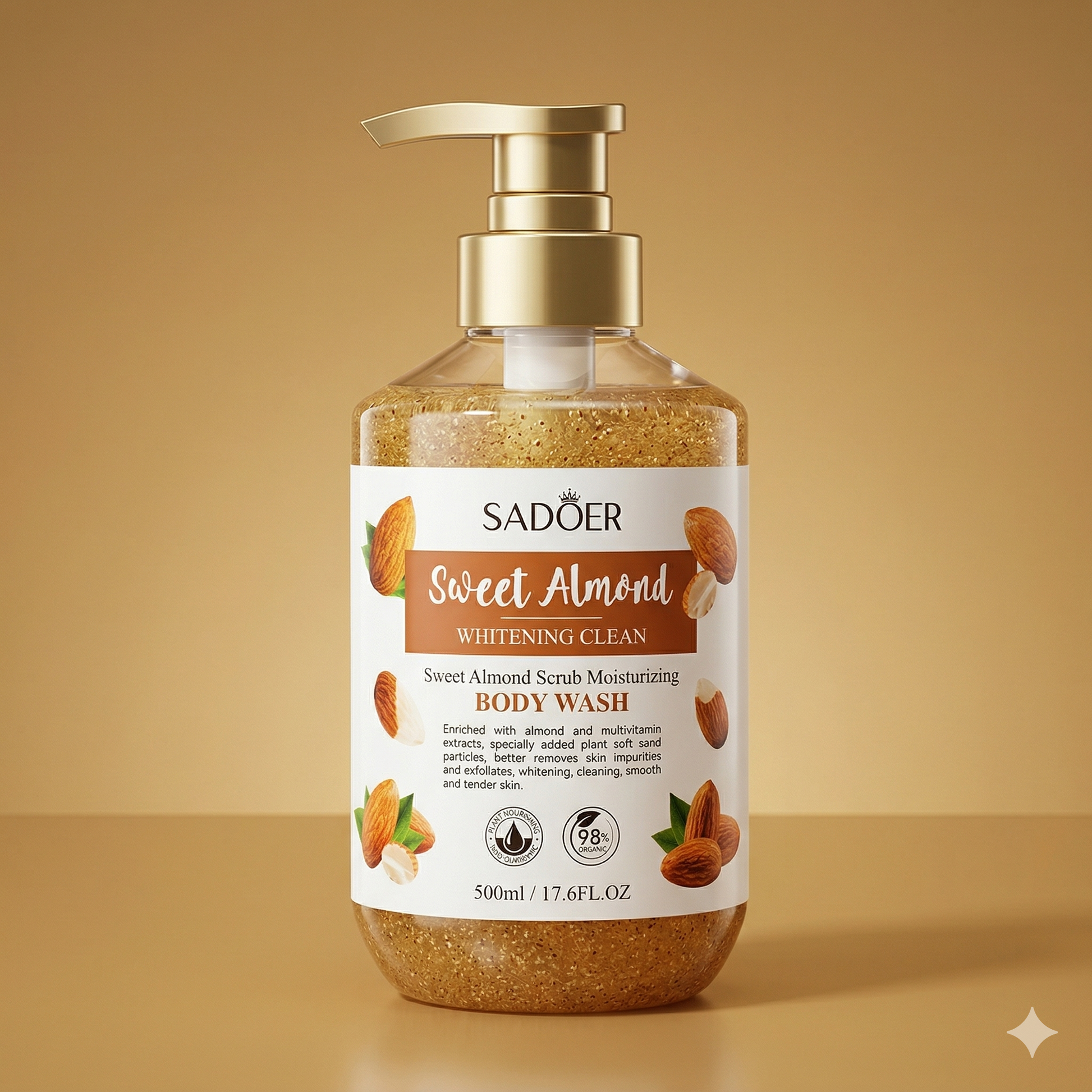 SADOER Sweet Almond Whitening Scrub Moisturizing Body Wash