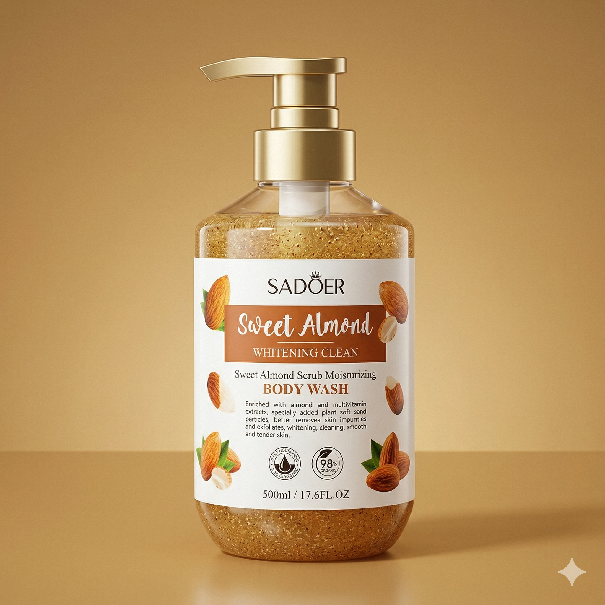 SADOER Sweet Almond Whitening Scrub Moisturizing Body Wash