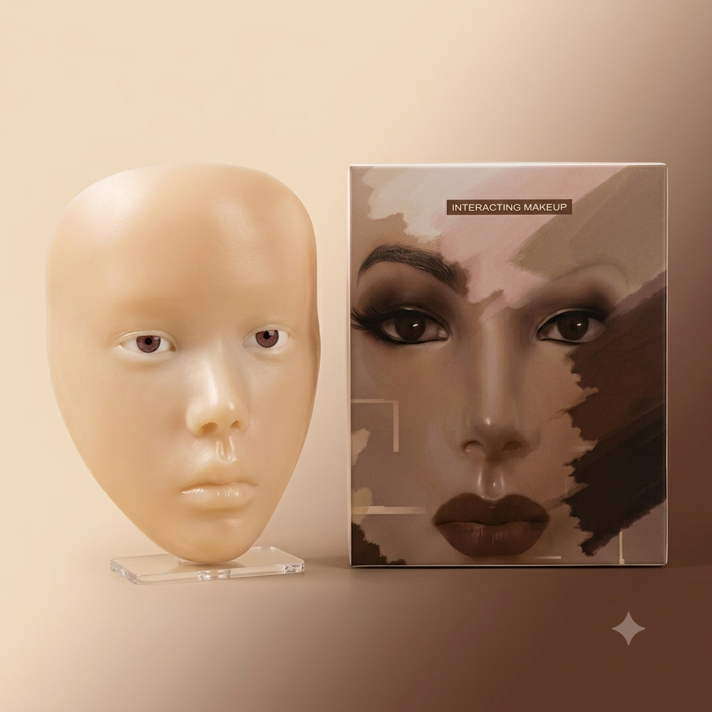Silicone Makeup Practice Mannequin Head with Acrylic Display Stand - product image 2