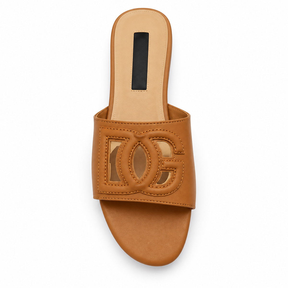Tan Padded Geometric Cutout Flat Slide Sandal size(36) - product image 2