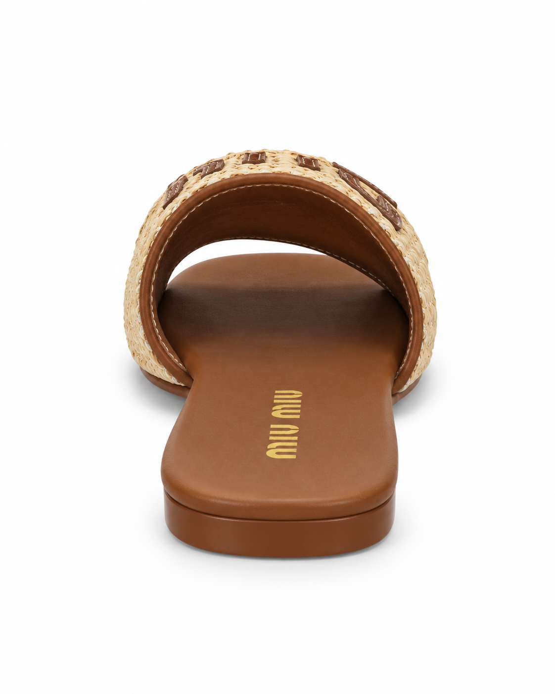 Tan Woven Raffia Flat Slide Sandal with Brown Appliqué Detail size (40) - product image 3