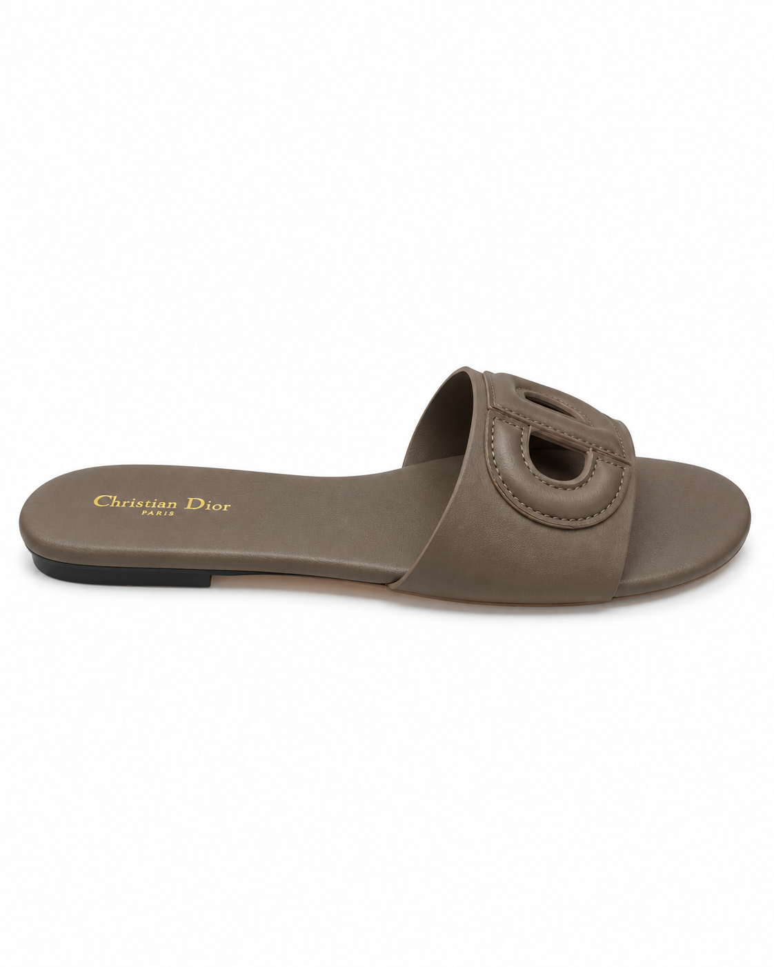 Taupe Padded Cutout Flat Slide Sandal size (38)