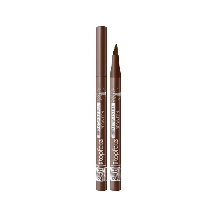 Topface PRO COMB & FILL BROW PEN - 02 Deep Chestnut