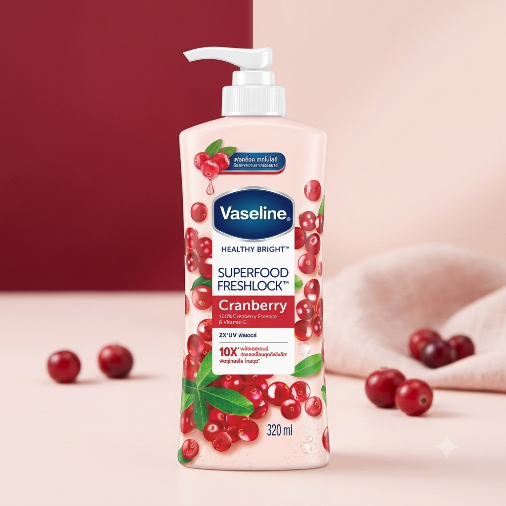Vaseline Healthy Bright Superfood Freshlock Cranberry Lotion (320 ml)