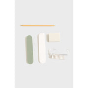 Manicure & Nail Prep Kit (Nail File + Buffer Block + Wooden Cuticle Stick + Nail Brush)