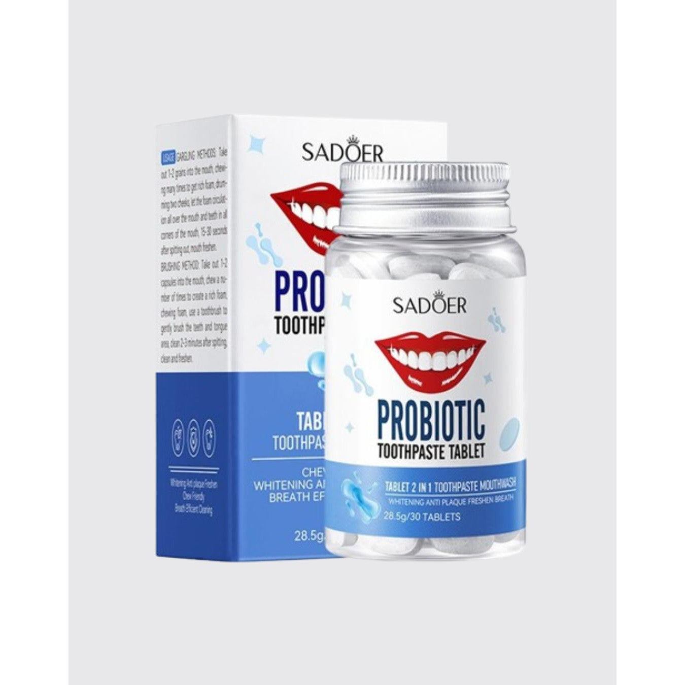 أقراص معجون أسنان بروبيوتيك سادور 30 قرصًا